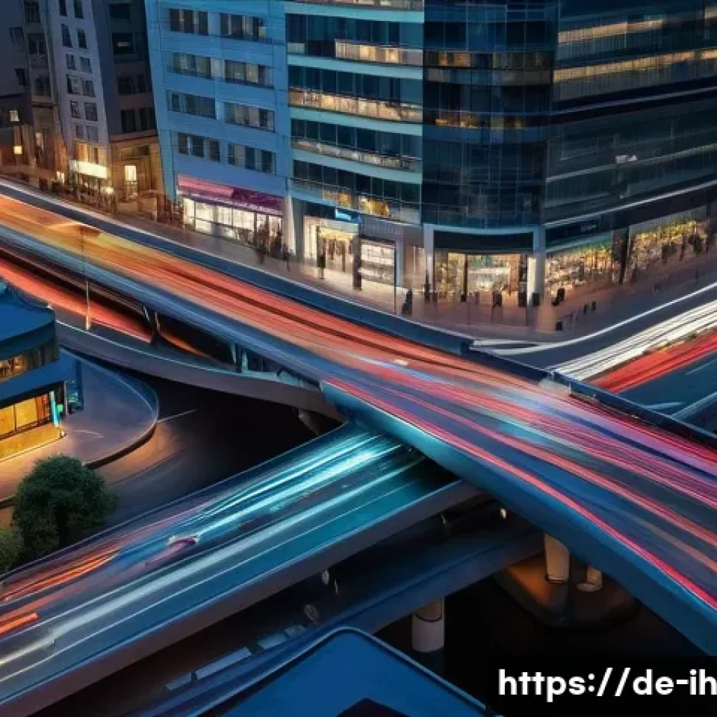 컴퓨터 비전과 IoT의 융합 가능성 - **Prompt:** A vibrant, futuristic cityscape at dusk, showcasing an intelligent traffic management sy...