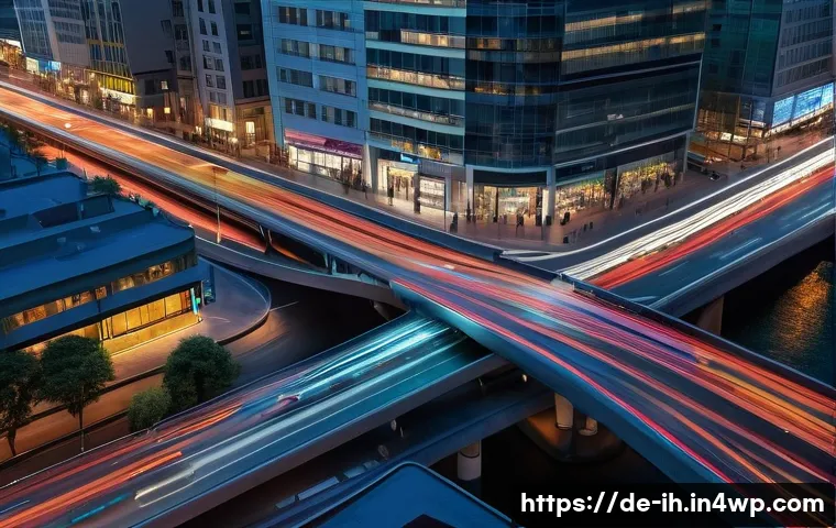 컴퓨터 비전과 IoT의 융합 가능성 - **Prompt:** A vibrant, futuristic cityscape at dusk, showcasing an intelligent traffic management sy...