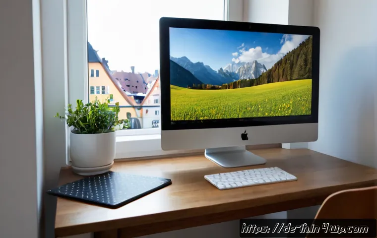 Home 13 이미지 처리에서의 잡음 제거 기법 - Photorealistic image of a German photo editor in a bright modern Munich home office, comparing two l...
